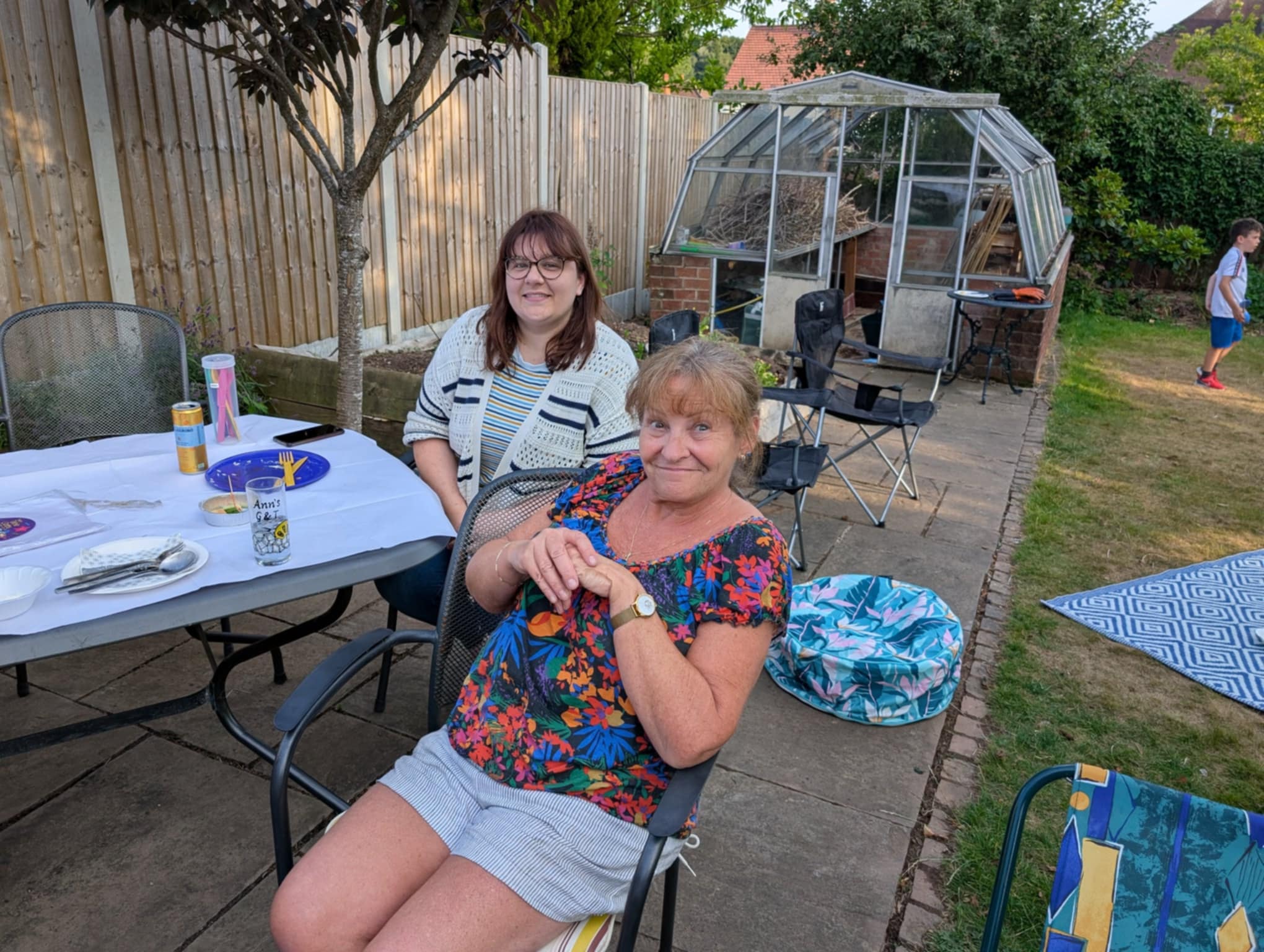 Ann (in front) Secretary and Elina (committee) look replete after their supper. Note Ann's special G & T glass!